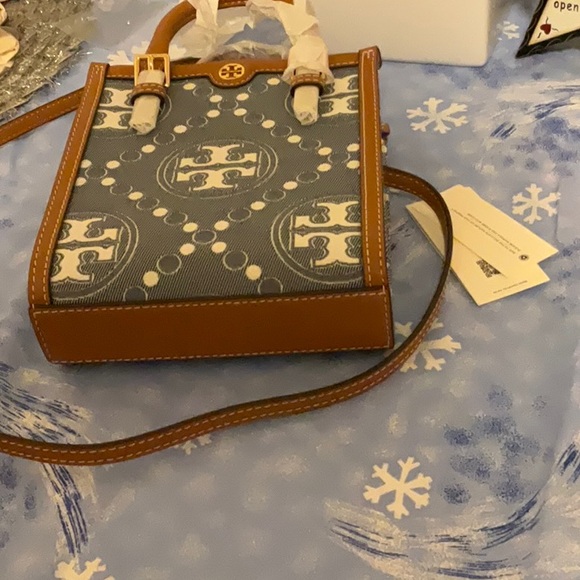 Tori Burch T Monogram Denim Mini Tote - Picture 4 of 16